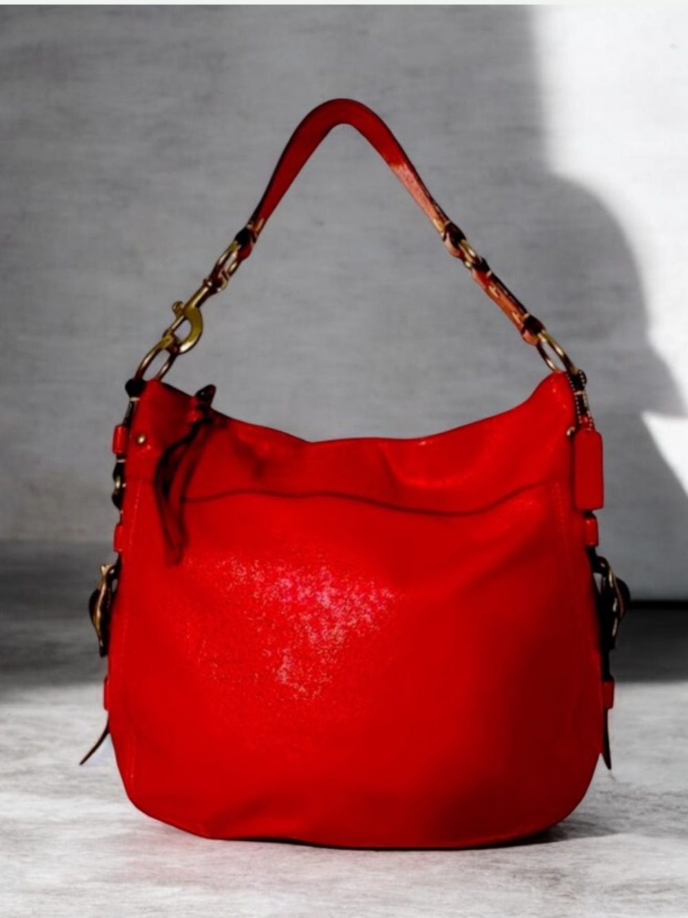 Coach Hobo Sexi Red Coral Patent Large Bag Size H13’X W14’ X D4.5’ APPR…